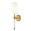 Z-Lite Mila 1 Light Wall Sconce, Rubbed Brass & White 808-1S-RB-WH